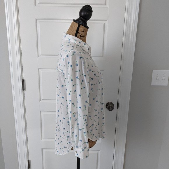 🛍️ BUNDLE ONLY | Jane and Delancey blue floral blouse small - Picture 3 of 11